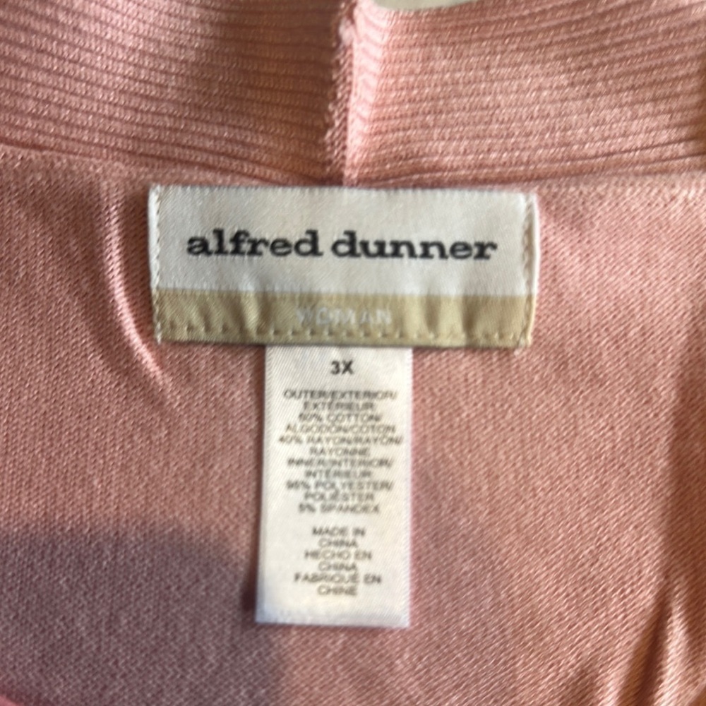 NWT Alfred Dunner Pink Open Front Knit Cardigan Sweater attached ruffle shirt 3x - Picture 6 of 10